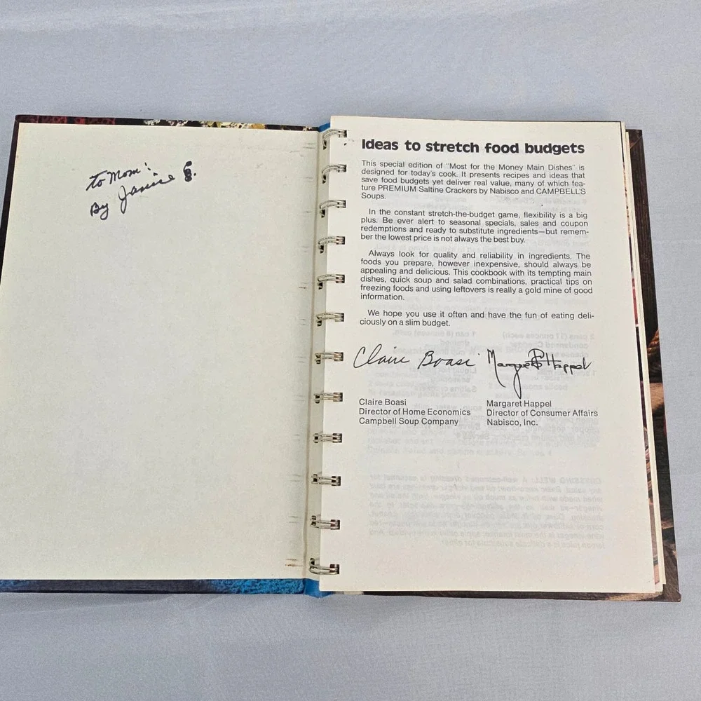 Vintage Campbell Cookbook Most For The Money Main Dishes Spiral Bound Retro 1970
